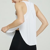 cheap Women's Shirt-Women's Solid Colored Tank Top Workout Tops Loose Fit Elastic Sweat-Wicking Breathable Tennis Pickleball Yoga Crew Neck Top Black White Yellow Tennis Clothing