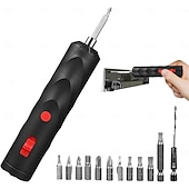 abordables Juegos de destornilladores-Destornillador eléctrico inalámbrico, destornillador inalámbrico mejorado con juego de brocas, kit de herramientas pequeño con 13 puntas, carga tipo C, ideal para muebles y reparaciones domésticas.