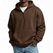 billige grunnleggende hettegensere for menn-Herre Hattetrøje Genser Hettegenser med glidelås Rosa Militærgrønn Lysegrønn Lyseblå Med hette عادي Lomme Quarter Zip Avslappet Daglig Sport &amp; Utendørs Polyester Gatemote Sportsklær Fritid Høst Vinter
