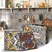 Χαμηλού Κόστους Αυτοκόλλητα πλακιδίων-12 τεμάχια αυτοκόλλητα πλακιδίων τοίχου 3d peel stick 6x6 in, παχύ μωσαϊκό κρυστάλλου αφρού pe, αδιάβροχο backsplash για κουζίνα, μπάνιο &amp;διακόσμηση σπιτιού, μεταλλικό κουτί δώρου με πάνελ τοίχου