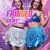 economico Abbigliamento danza del ventre-Gonna di Paillettes Samba Dancewear Gonna Sparkly con Frange Gonna Glitter da Danza del Ventre Scarf Hip per Carnevale Festival Festa Costume di Performance