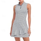 tanie Sukienka damska-Damskie Graficzny Solidne kolory Sukienka do tenisa Sukienka sportowa Odprowadza wilgoć Oddychający Bransoletka tenisowa Obuwie sportowe Bieganie Kołnierz zapinany na zamek Sukienka Czarny Biały