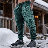 abordables jogging-Homme Animal Loup Viking Joggings Pantalon Jogger Pantalons Taille Moyenne Taille élastique à cordon Vintage Rétro Extérieur Camping &amp; Randonnée Chasse Pantalon de survêtement athlétique avec poches