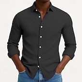 abordables Chemises décontractées intelligentes pour hommes-Homme Chemise Chemise en velours côtelé Chemise Boutonnée bleu marine manche longue Uni Col Rabattu Occasionnel Quotidien Boutonné Vêtement Tenue Coton Mode Streetwear Classique Occasionnel