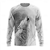  Per uomo Illusione ottica Lupo Maglietta Manica Lunga maglietta Stampa 3D Girocollo Camicia Moda Esagerato 3D Quotidiano Streetwear Nero Cachi Grigio Estate Primavera Autunno Abbigliamento S M L XL