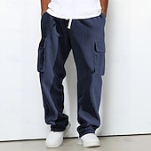 voordelige Vracht-Voor heren Cargo-joggingbroek Joggingbroeken Broek Corduroybroek Trekkoord Zak Elastische taille Effen Comfort Buitensporten Dagelijks Modieus Casual Zwart Leger Groen Micro-elastisch