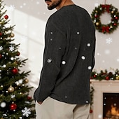 cheap Men's Pullover Sweater-Men's Christmas Jumper Christmas Sweaters Sweater Holiday sweater Pullover Sweater Jumper Ribbed Knit Knitted V Neck Going out Weekend Clothing Apparel Fall Winter Black Pink M L XL