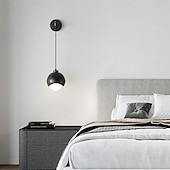 economico Luci da parete-applique da parete in metallo nero e oro, applique da parete minimalista in metallo con lunghezza del cavo regolabile, lampada da parete moderna E27, luci di lettura per bagno, camera da letto,