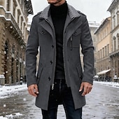 economico Trench da uomo-Per uomo Cappotto Invernale Cappotto di lana Cappotto Trench All'aperto Casuale Autunno Inverno Misto lana Calore Termico Capispalla Abbigliamento Moda Streetwear Semplice Tasca Collo ripiegato