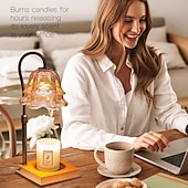 billige nattbordslampe-Lysvarmerlampe med timer Blomsterlyslamper med 2 pærer Høydejusterbar lysvarmer Vintage hjem soveromsinnredning Husvarmende svart