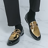 billiga Loafers-Herrloafers i vitt och blått i lack med metallspänne – trendiga skor för semiformella sammankomster och fester