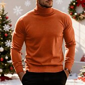 economico maglione pullover da uomo-Per uomo Maglione di Natale Maglioni di Natale Dolcevita Maglione per le feste Maglione A Coste Maglia Top Regolari Lavorato a maglia Base Semplice Dolcevita Tenere al Caldo Moderno Contemporaneo