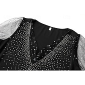 levne černé mini šaty-Dámské Mini šaty Černé šaty Flitrové šaty Volnočasové šaty Koktejlky Módní stylové Romantické Zimní šaty Rande Jdeme ven Běžný Tisk Dlouhý rukáv Hluboké V Černá Léto Jaro