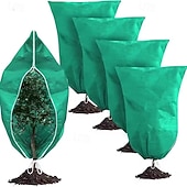 baratos aquecimento e resfriamento-Conjunto de 3 capas protetoras para plantas contra geadas, grandes sacos verdes resistentes ao gelo com fecho de zíper e cordão, proteção de inverno para árvores e arbustos no jardim, ideais para