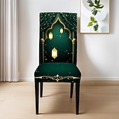 baratos Capa para Cadeira de Jantar-Capas de cadeira com estampa do Oriente Médio, decoração festiva para sala de jantar, capas removíveis e laváveis, protetor de assento decorativo à prova de poeira para uso doméstico, na cozinha ou em