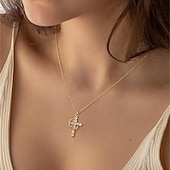 olcso Nyakláncok és függők-1db Nyaklánc medálok Nyaklánc For Női Szintetikus gyémánt Utca Ajándék Napi Rozsdamentes acél Klasszikus