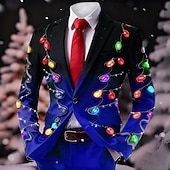 Недорогие Рождественский световой наряд-Новогодняя тематика Муж. Рождественский образец Пиджак Пальто Удобный Дышащий Художественный На каждый день Вечерние наряды Повседневные фестиваль 3D печать Пуговицы Наступила зима Острый