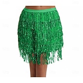 cheap Belly Dancewear-Samba Dancewear Belly Dance Sequin Tassel Skirt Half Bead Performance Skirtl Performance Costume