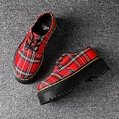 billiga Mäns julsandaler-Röda rutiga herrsneakers – trendigt mönster och bekväm passform, perfekta för julutflykter och avslappnade högtidssammankomster