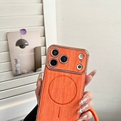 ieftine Carcase iPhone-telefon Maska Pentru iPhone 17 Pro Max 17 Air 16 15 14 Pro Max Plus 13 Pro Max Capac Spate Acceptă încărcarea fără fir cu curea de mână Anti Șoc Retro Placare