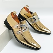 preiswerte Mönchsschuhe-Lila Herren-Loafer aus Lackleder mit doppeltem Monk-Riemen und Strassverzierungen – elegantes Schuhwerk für luxuriöse Anlässe und Abendgarderobe