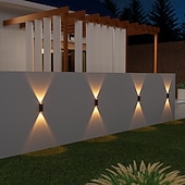 baratos Candeeiros Luzes de Exterior-Conjunto de 4 luminárias solares de parede para exterior, à prova d'água, para pátio, jardim, varanda, cerca ou alpendre, ideais para decoração de Natal e feriados.