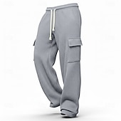 preiswerte Fracht-Herren Waffel Cargo-Hosen Cargo-Jogginghose Hose Gerade geschnittene Sweatpants Kordelzug Elastischer Bund Mehrere Taschen Einfach Feuchtigkeitsableitend Atmungsaktiv Volle Länge Sport im Freien