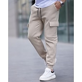 billige last cargo-Herre Cargo joggebukse Joggebukser Fleecebukser Jogger Bukser Snorer Lomme Elastisk midje عادي Komfort Varm utendørs Daglig Ut på byen Mote Fritid Svart Hvit Mikroelastisk