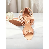 Χαμηλού Κόστους Latin Παπούτσια-Γυναικεία σατέν παπούτσια λάτιν χορού - επαγγελματικά σανδάλια ballroom salsa tango με σχέδιο με λουράκια και ψηλοτάκουνα για παράσταση ή αγώνες