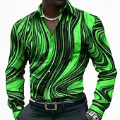 economico Geometrica-Per uomo Geometrico Marmo Arte liquida astratta Camicia Camicia con Bottoni Manica Lunga Moda Casual All'aperto Abbigliamento Quotidiano Primavera Autunno Collo ripiegato Stampa 3D camicie con