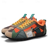 billiga Vardagssneakers-Herr Sneakers Fleecefoder Löpning Promenad Ledigt PU Läder Bekväm Halksäker Andningsfunktion Korta stövlar / ankelstövlar Snörning Mörkröd Orange Grön Sommar Vår Höst