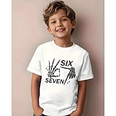 cheap Boy's 3D Funny Humor-Christmas Unisex Boys' 3D Graphic Funny Slang 67 T shirt Tee Short Sleeve 3D Print Summer Spring Sports Fashion Streetwear Kids 4-12 Years Crew Neck Outdoor Casual Daily Regular Fit