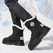 preiswerte Winter- und Schneestiefel-Schwarze, wasserdichte Herren-Winterstiefel mit Fellfutter und griffiger Sohle – strapazierfähiges und isoliertes Schuhwerk für Schnee, Wanderungen und Winterabenteuer