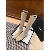 abordables Botas de moda-Botas altas de piel auténtica para mujer con forro afelpado: calzado cálido y elegante para otoño e invierno.