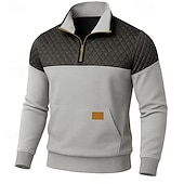  Pánské Mikina Waffle mikina Svetr Čtvrtletní mikina na zip Vodní modrá Fialová Armádní zelená Khaki Světle šedá Klopa Bez vzoru Slátanina Barevné bloky S texturou Ležérní Denní Sporty a outdoor