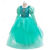 preiswerte Mädchen Verkleidung Kostüme-Buchwoche 2026 Kinder Mädchen Kleid Partykleid einfarbig ärmellos Bühnenkleid besondere Anlässe Mesh Mode Alltag Prinzessin Maxi Partykleid Swingkleid Tüllkleid Sommer Frühling ab 4 Jahren grün