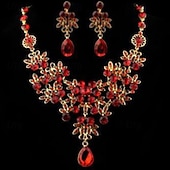 Недорогие Наборы украшений-2шт Свадебные комплекты ювелирных изделий For Жен. Фиолетовый Синий Красный Свадьба Вечерние наряды Сплав геометрический