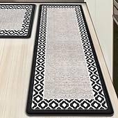 abordables Alfombras de pasillo-Alfombras de pasillo para cocina, de PVC grueso, antifatiga, con diseño de doble marco tipo teslin, impermeables, resistentes al aceite, antideslizantes y de cuero sintético.