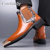 voordelige Chelsea -laarzen-Heren Chelsea boots van imitatieleer in bruin leer – elegant en comfortabel, ideaal voor zakelijke gelegenheden, formele gelegenheden en dagelijks gebruik