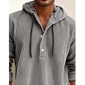 olcso alkalmi férfi ingek-Férfi Ing Alkalmi ing Kordbársony Ing Medence Fehér Sötétkék Stétszürke Hosszú ujj Sima Kapucni Hétköznapi Napi Kapucni Ruházat Szüret Divat Utcai sikk Napi