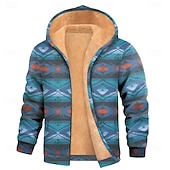 economico Hoodie Etnici Vintage-Per uomo Azteco Pile Felpa con Cappuccio Giacca di pelle Felpa Etnico Classico Vintage Retrò Girocollo All'aperto Viaggio Campeggio Rosso Blu Verde Con zip Autunno Inverno progettista S M L XL 2XL 3XL