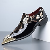 Χαμηλού Κόστους Μπαλαρίνες-Ανδρικά πολυτελή μαύρα μοκασίνια με φλοράλ σχέδια – κομψά παπούτσια για ειδικές περιστάσεις και βραδινά ρούχα