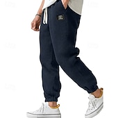 cheap Joggers-Men's Waffle Sweatpants Joggers Trousers Casual Pants Drawstring Solid Color Comfort Full Length Daily Outdoor Streetwear Fashion Classic Style Lake blue Black Stretchy