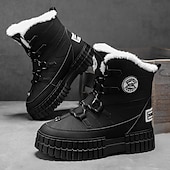 preiswerte Winter- und Schneestiefel-Schwarze, wasserdichte Herren-Winterstiefel mit Fellfutter und griffiger Sohle – strapazierfähiges und isoliertes Schuhwerk für Schnee, Wanderungen und Winterabenteuer