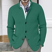 economico Maglioni Cardigan da uomo-Per uomo Felpa Cardigan A Coste Maglia Top Regolari Lavorato a maglia Bottonato Semplice Colletto Mao Vacanza Moda Casuale Abbigliamento quotidiano Abbigliamento Primavera &amp; Autunno Blu Nero S M L