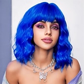 رخيصةأون باروكات الكرنفال-شعر مستعار للكرنفال 2026 أحمر أزرق بنفجسي مجعد بوب قصير شعر مستعار صناعي للمهرجان ماردي غرا موكب شعر زي التنكر إلى نسائي