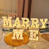 cheap Decorative Lights-Happy Birthday/Marry Me Marquee Light Up Letters, LED Letter Number Light Sign with Round Light Decoration for Birthday Home Table Decor