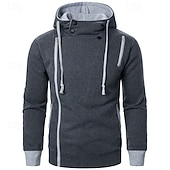 abordables sweats à capuche basiques pour hommes-Homme Sweat à capuche Noir Gris Clair Gris foncé À capuche Bloc de Couleur Patchwork Avec Poches Sport &amp; Loisir Quotidien Fête Polyester Streetwear Basique Occasionnel Automne Hiver Vêtement Tenue