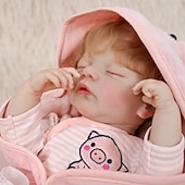preiswerte Puppen-Lebensechte Reborn-Babypuppen - 22 Zoll Schlafende realistische Neugeborene Babypuppen mit weichem Stoffkörper und Fütterungs-Spielzeug für Kinder ab 3 Jahren Weihnachtsgeschenk