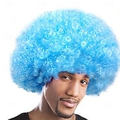 baratos Perucas de Carnaval-Peruca de Carnaval 2026 Rosa Vermelho Preta Encaracolado Afro Curto Peruca sintética para festivais Mardi Gras Parada Cabelo para fantasia de cosplay para Masculino